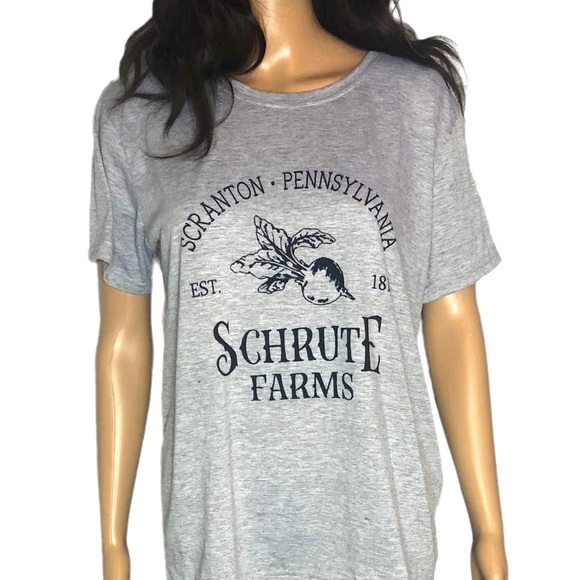 The Office Tops - THE OFFICE TV SHOW- Schrute Farms Tee- Fits like Size Large